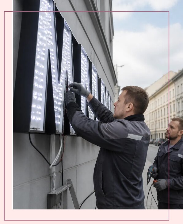 Изготовление и монтаж светодиодных LED вывесок в Полевской
